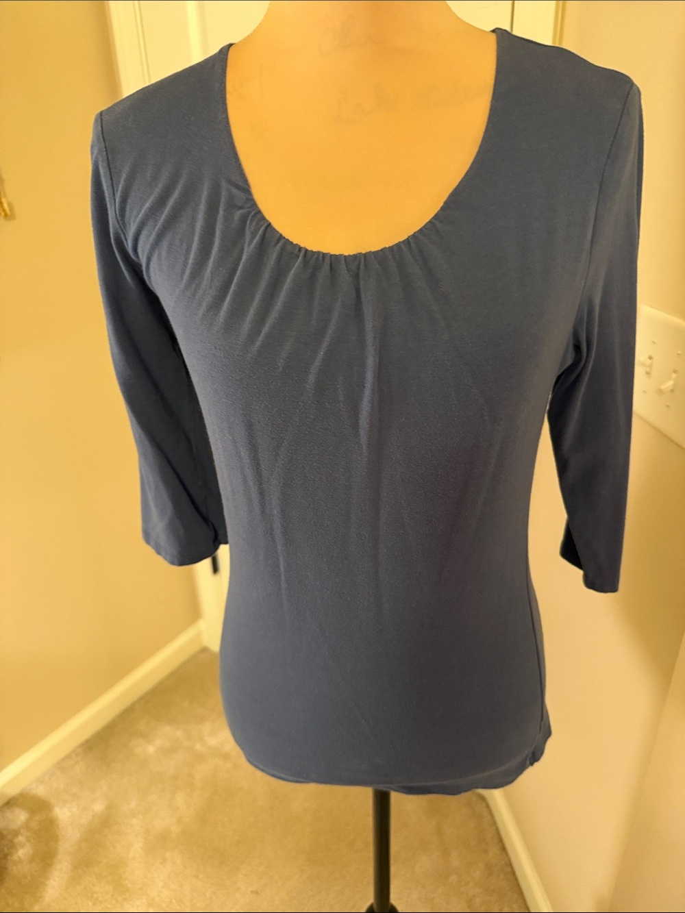 Women's Scoop Neck 3/4 Sleeve Top - Blue